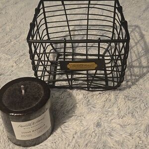Heart & Hand With Magnolia Black Wire Storage Basket & Cedar Magnolia Candle